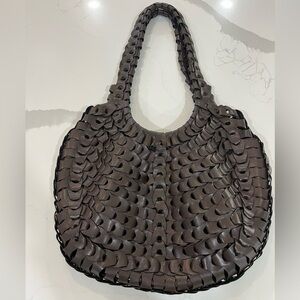 Unique brown leather boho bag